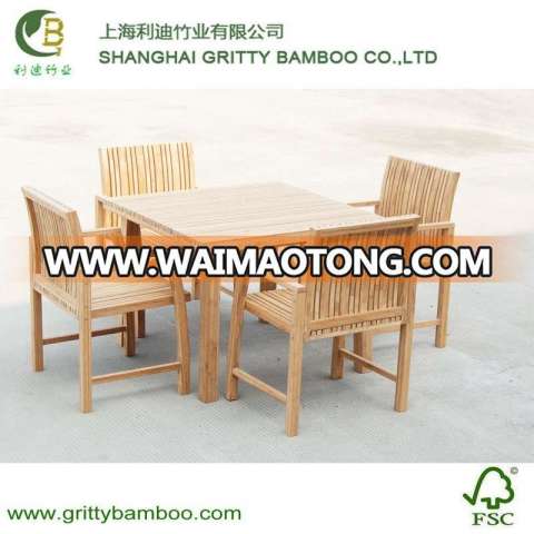 Outdoor Square Bamboo Garden Furniture Set For Chair and Table